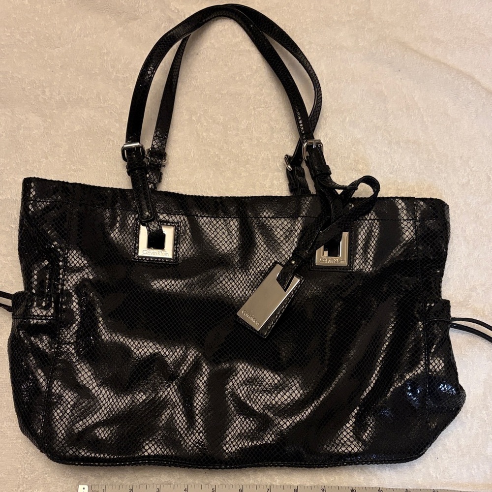 Calvin Klein Shiny Black Tote Bag